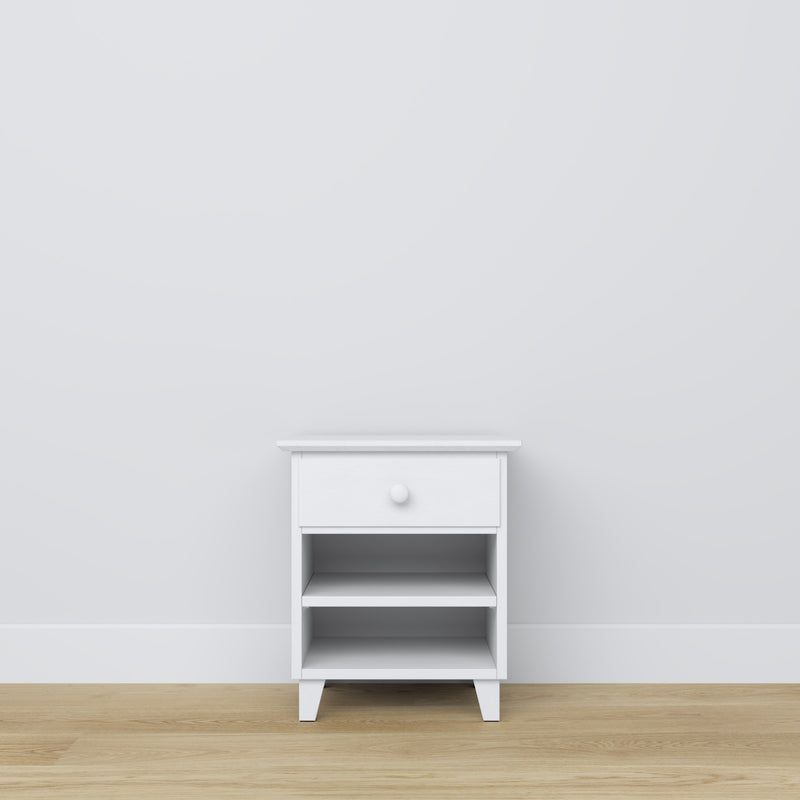 Table de chevet z tiroir N02 en bois blanc – chambre, style scandinave