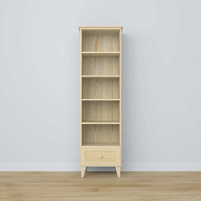 Bookcase with drawer pine clear pine 57 cm – living room and office, Scandinavian style
