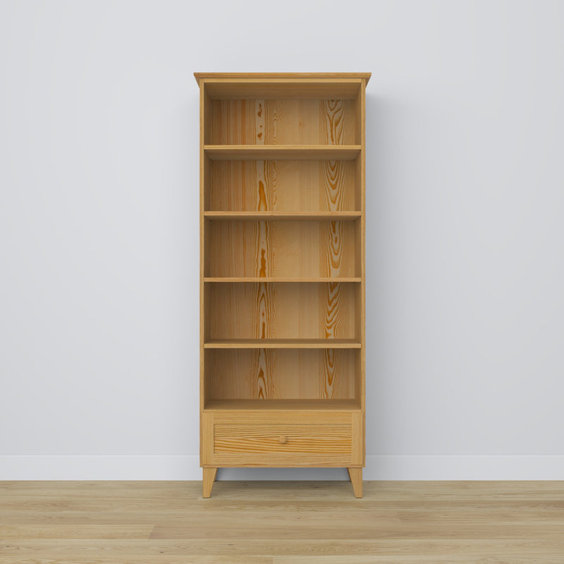 Étagère z tiroir en pin pin naturel 80 cm – salon i bureau, style scandinave