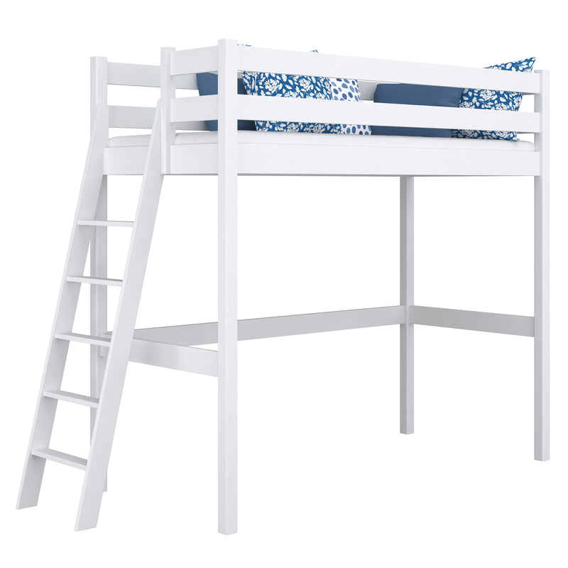 Lit mezzanine en bois blanc – chambre d'enfant, bois massif, style scandinave