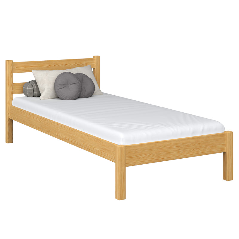 Lit simple en bois pin naturel – chambre d'enfant, bois massif, style scandinave