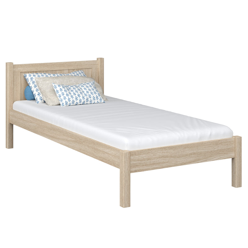 Lit simple en chêne chêne blanchi – chambre d'enfant, bois massif, style scandinave