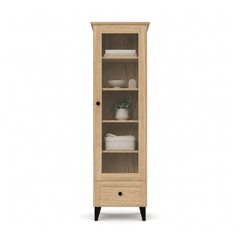 Vitrine en chêne 1S 57 Scandi noir / chêne naturel