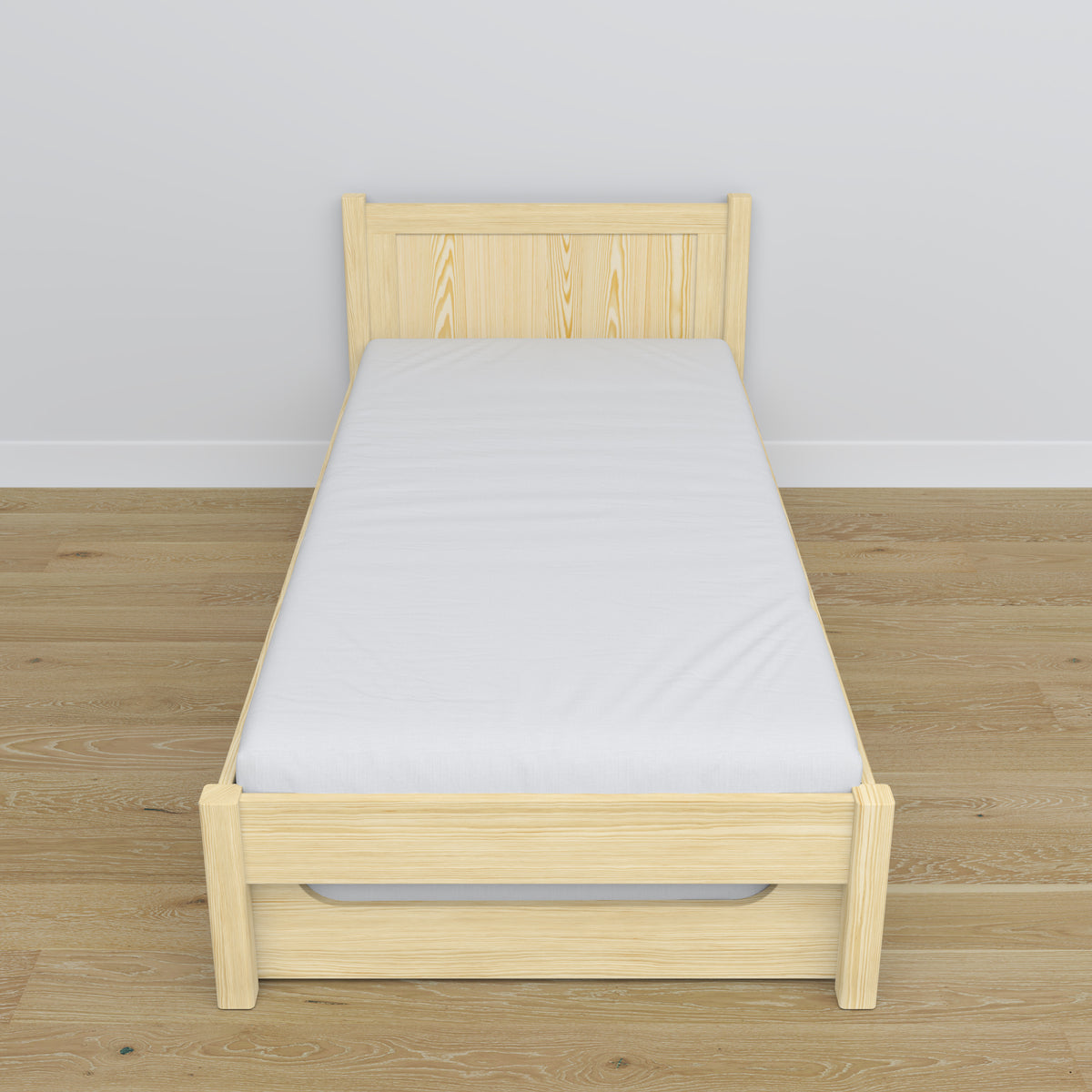 Lit pin incolore – tiroir na matelas, détails en bois, Nizio Home