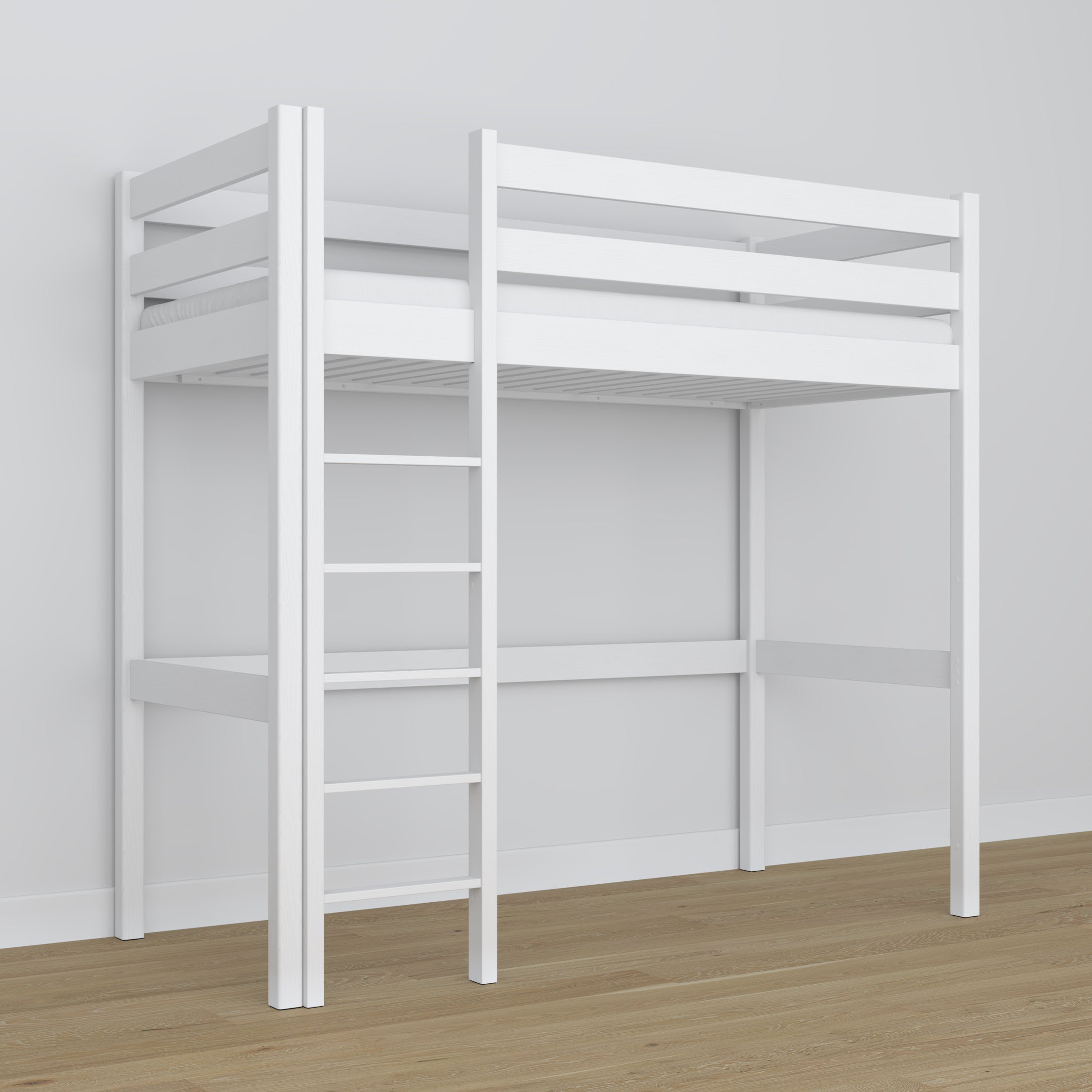 Lit mezzanine blanc en bois – dimensions et schéma, Nizio