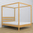 Lit double pin naturel avec baldaquin – cadre décoratif en bois, scandinave
