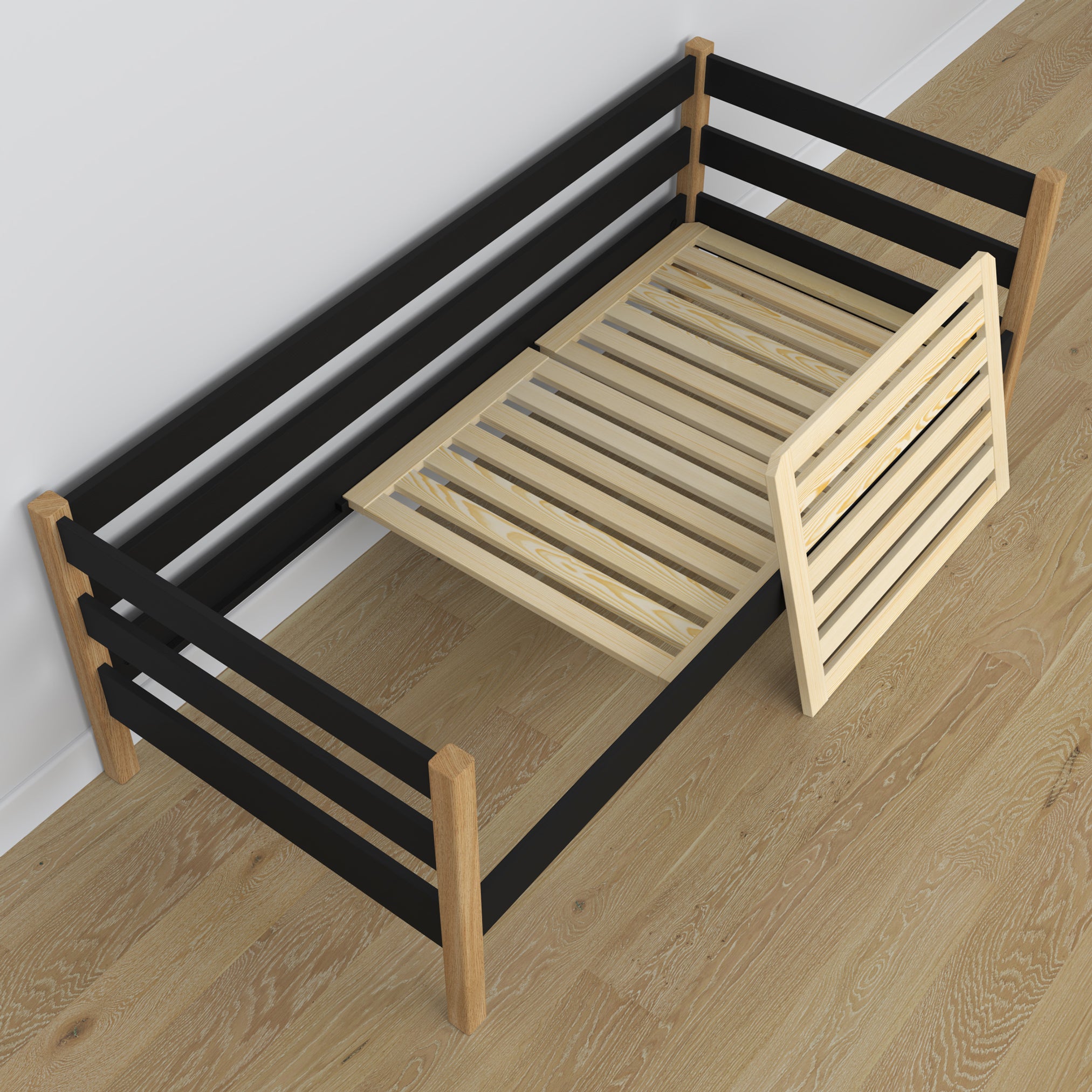 Łóżko sofa N01 czarno dębowy – dodatkowy widok, bezpieczna konstrukcja