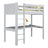 Lit mezzanine avec bureau en bois gris – chambre d'enfant, scandinave Nizio