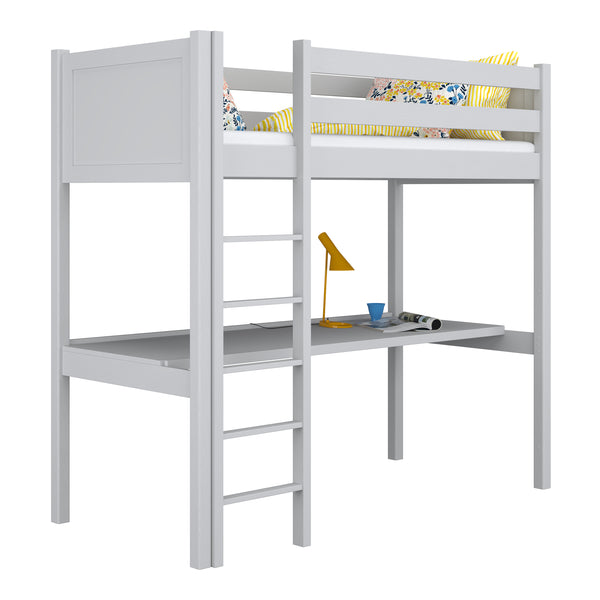 Grey Wooden Loft Bed with Desk – Children’s Room, Scandi Nizio