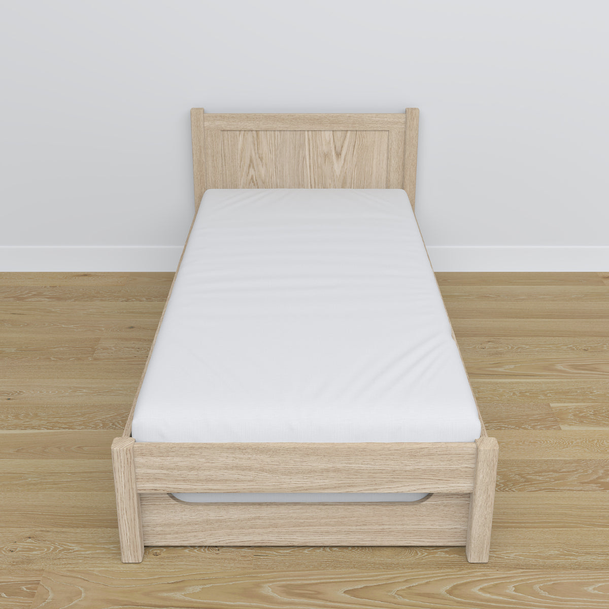 Lit chêne blanchi – tiroir na matelas, détails en chêne, Nizio Home