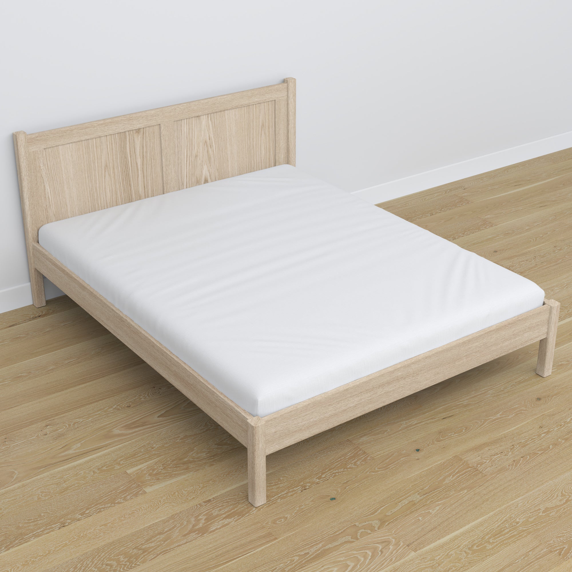 Lit double en chêne chêne blanchi – dimensions et schéma, Nizio Home