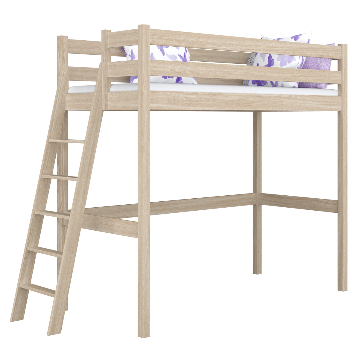 Lit mezzanine en chêne chêne blanchi – chambre d'enfant, bois massif, style scandinave
