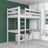 Lit mezzanine en bois gris – espace libre sous la chambre, Nizio