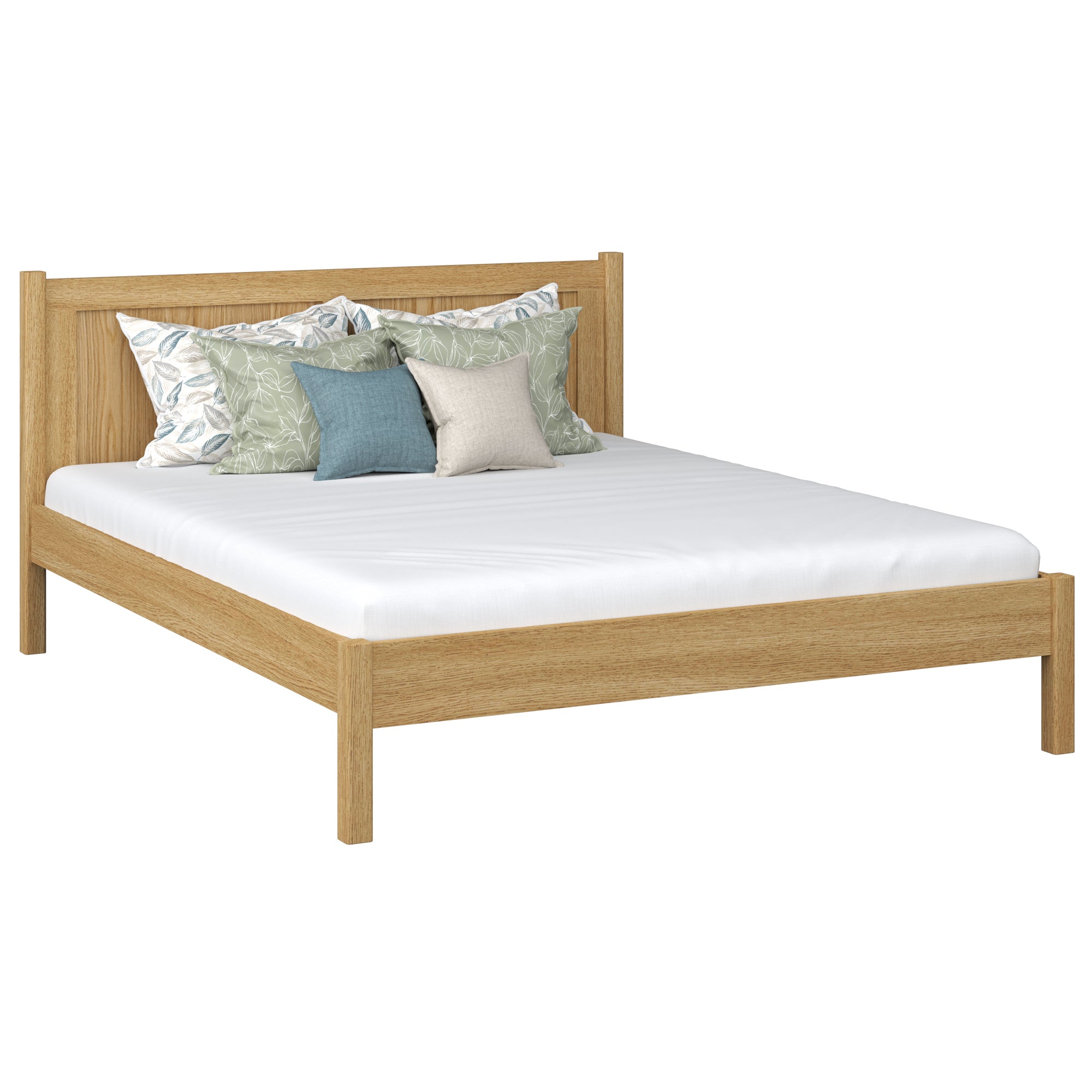 Lit double en chêne chêne naturel – chambre, bois massif, style scandinave