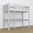 Lit mezzanine avec bureau en bois gris – détails des assemblages et de l'échelle