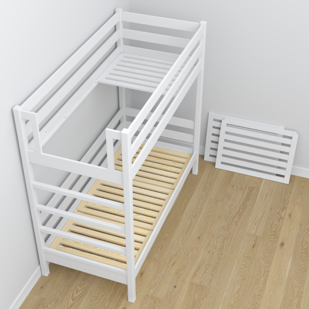 Lit superposé avec tiroir pour matelas blanc en bois – bois massif, style scandinave