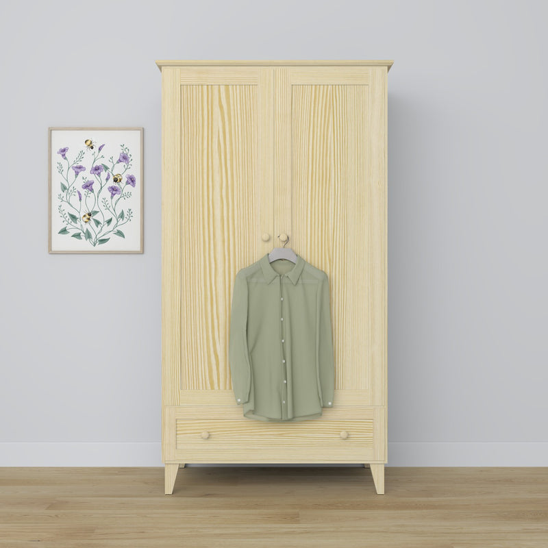 2-door wardrobe with drawer pine clear pine – bedroom, Scandinavian style