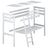 Lit mezzanine pin naturel avec bureau – plateau i assemblages en bois, gros plan