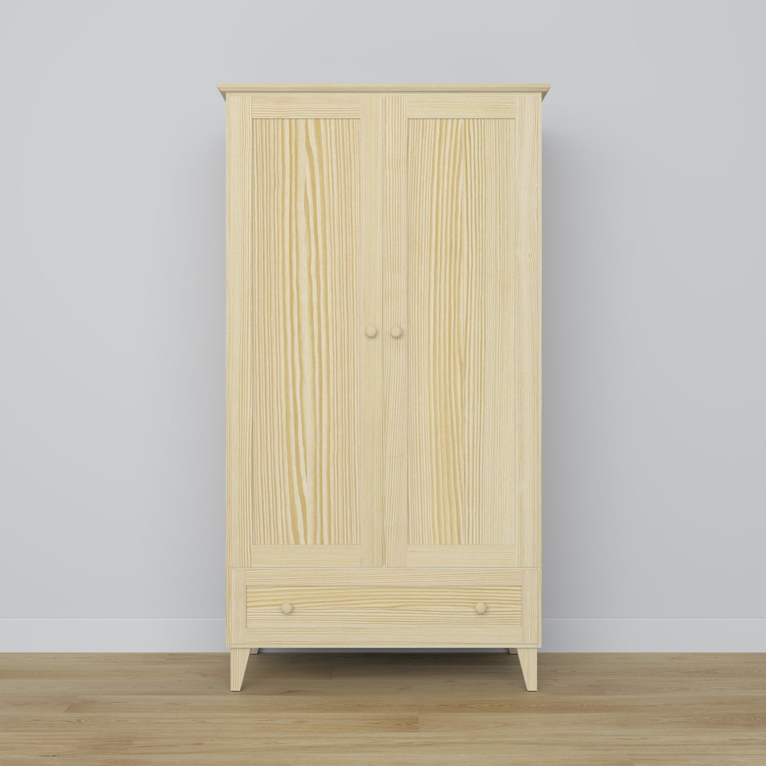 Wardrobe 2D1S clear pine – open drawer, spacious storage compartment, pine wood