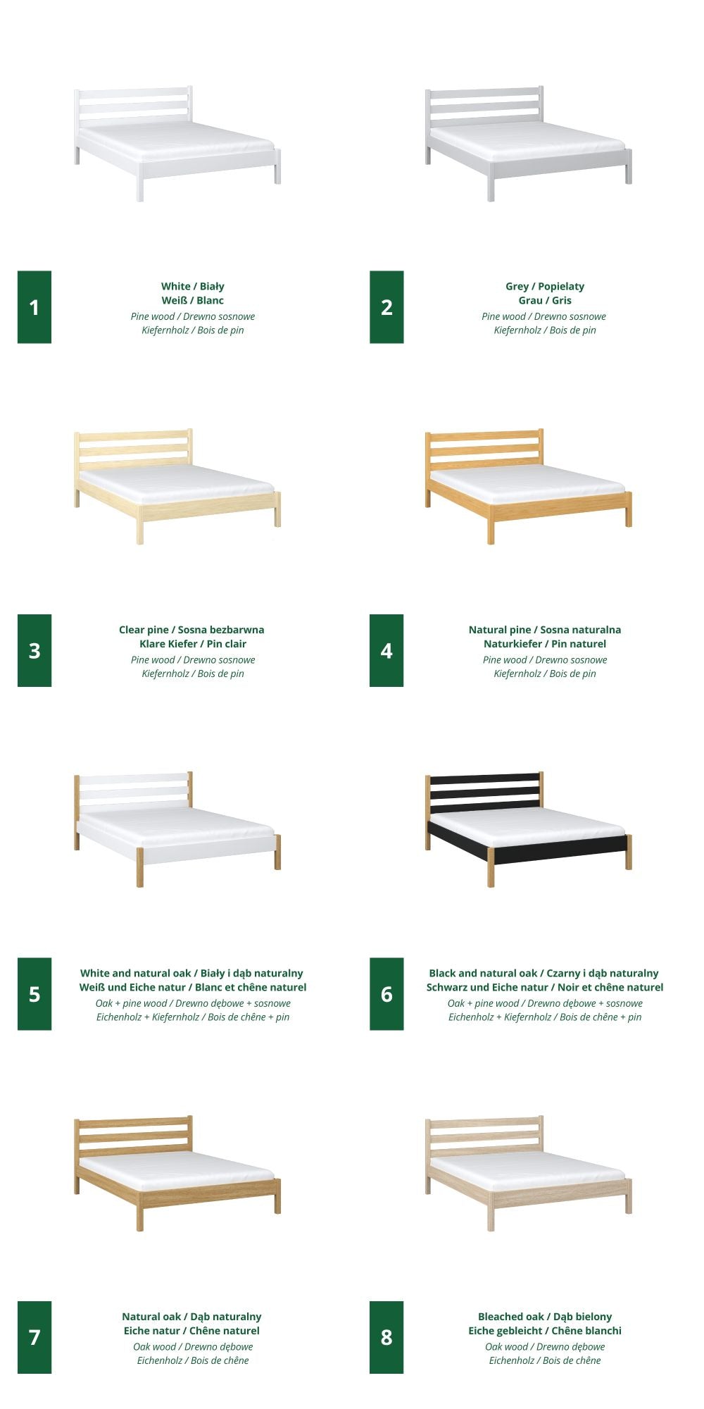 Wooden double bed N01 black / oak
