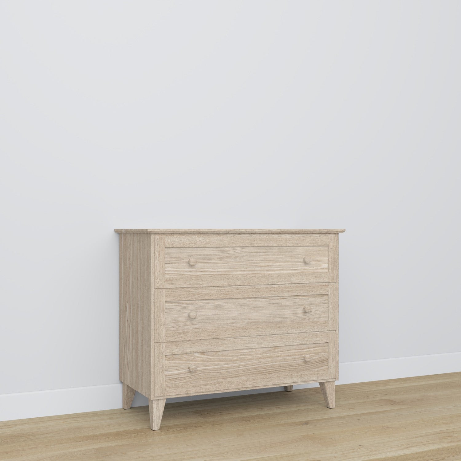 Commode 3S en chêne chêne blanchi – plateau et détails, haute qualité Nizio Home