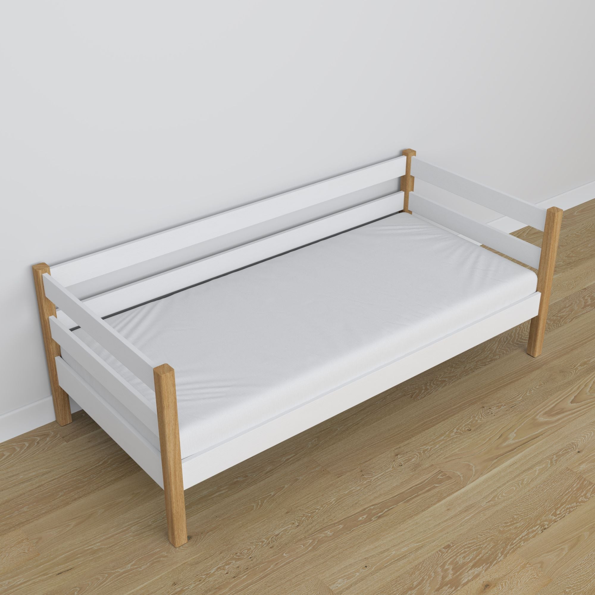 Sofa-lit blanc-chêne en bois – dimensions et schéma, Nizio