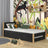 Lit noir-chêne z tiroir na dodatkowy matelas – en bois, pour enfants Nizio