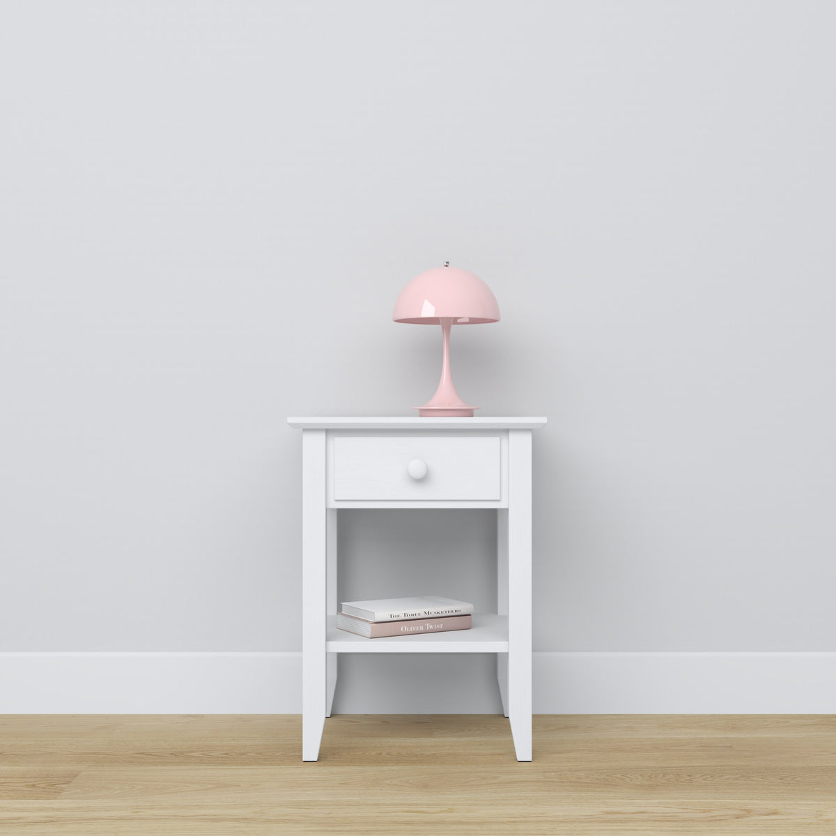Wooden bedside table 1S N01 Scandi white