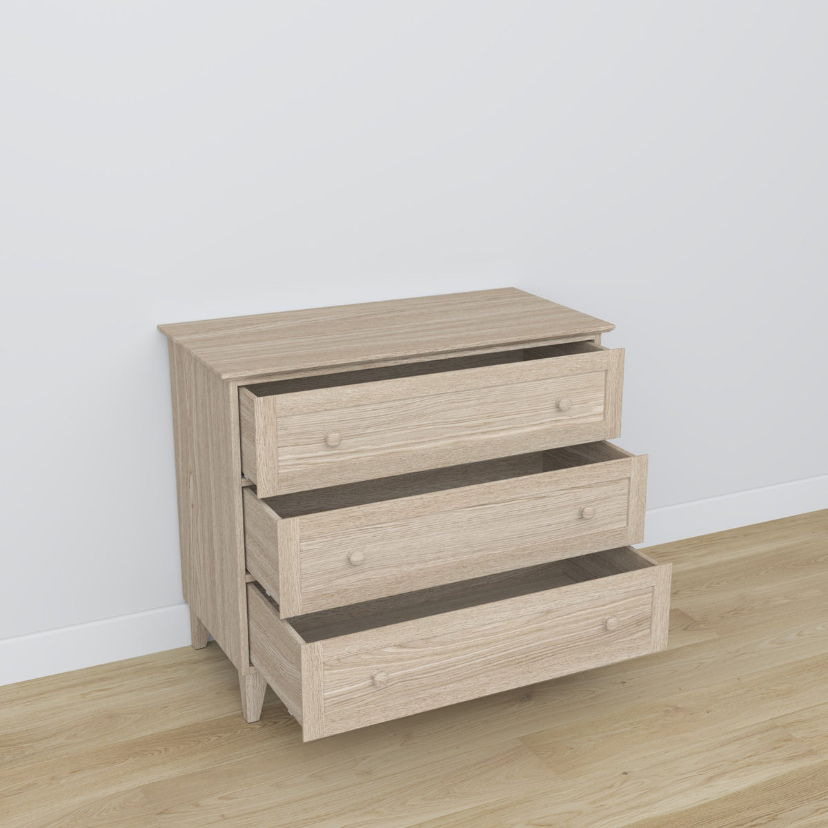 Commode 3S en chêne chêne blanchi 105 cm w chambre – décoration scandinave