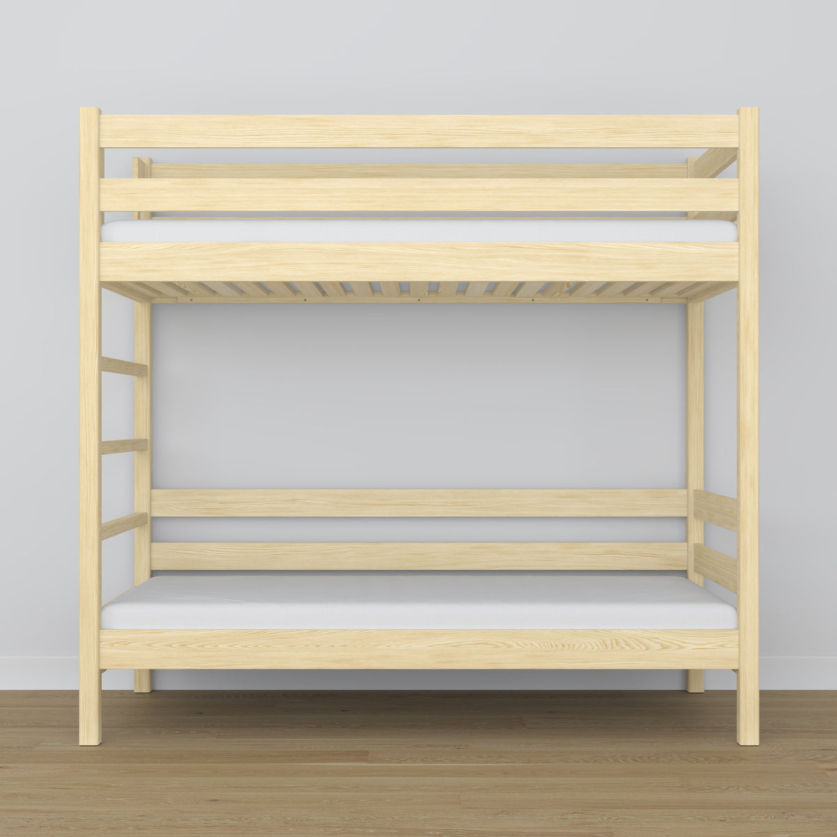 Lit superposé en bois pin incolore – sommier à lattes, durable assemblages de menuiserie