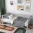 Sofa-lit en bois gris – vue de côté, forme et proportions du meuble