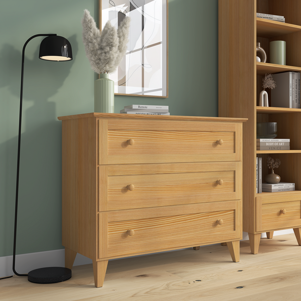 Pine chest of drawers 3S 105 Scandi natural pine