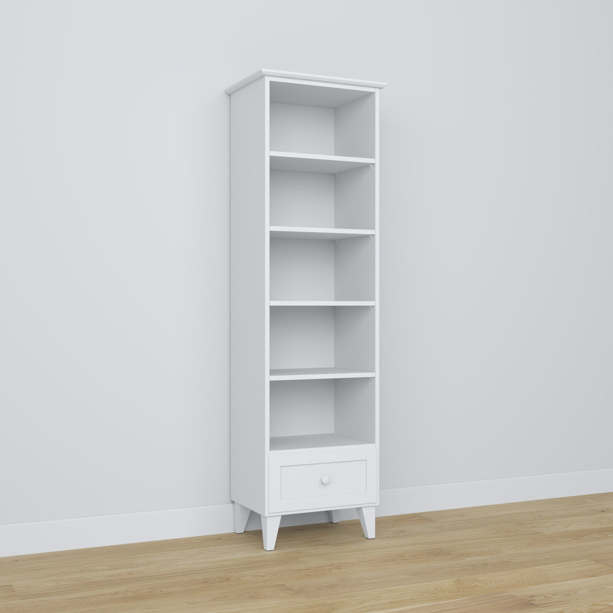 Étagère 1S 57 blanc – en bois, toutes les étagères, vue frontale, Nizio