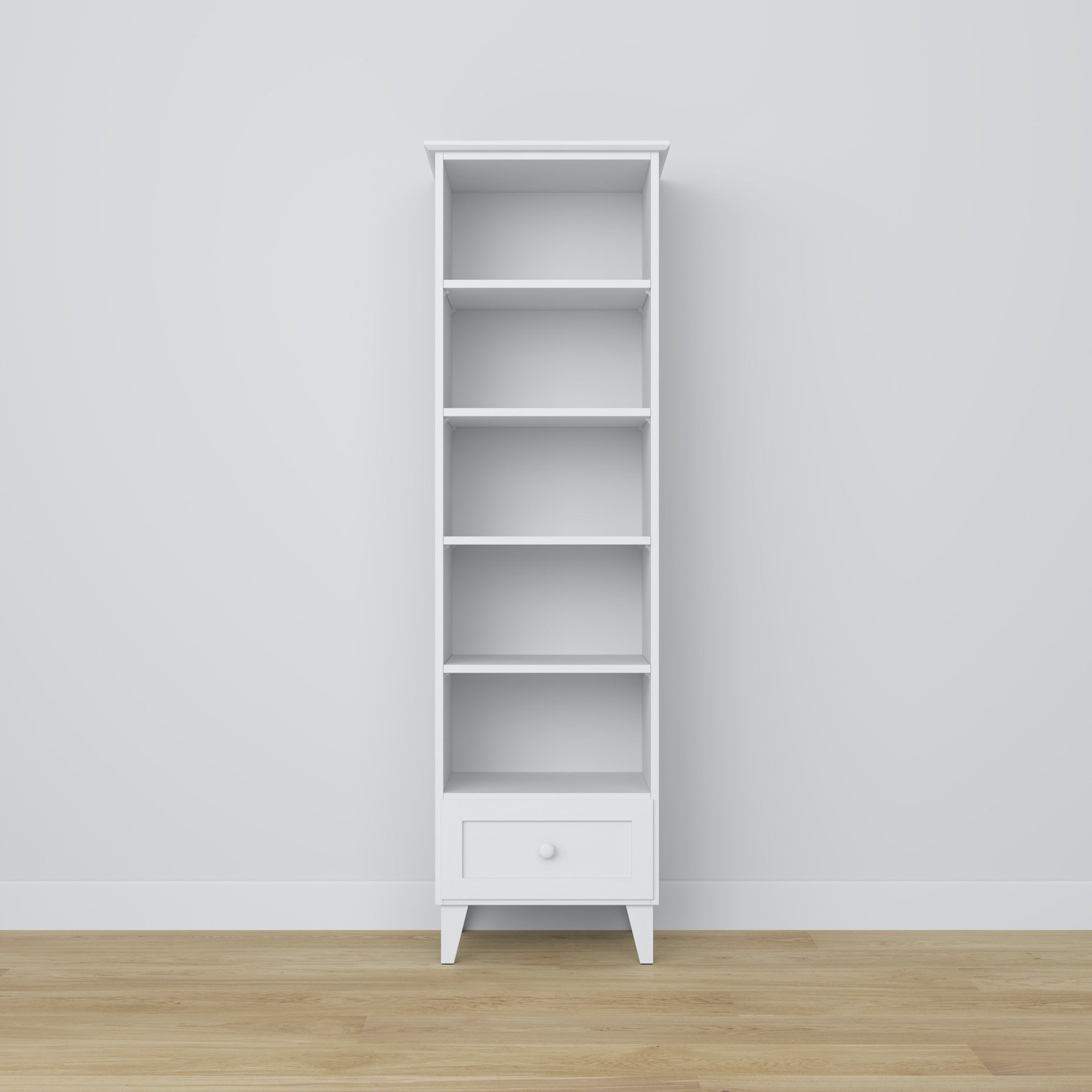 Étagère z tiroir en bois blanc 57 cm – salon i bureau, style scandinave