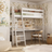 Lit mezzanine blanc avec bureau – espace d'apprentissage sous la chambre, en bois