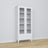 Vitrine 1S 90 blanc – en bois, portes vitrées, vue frontale