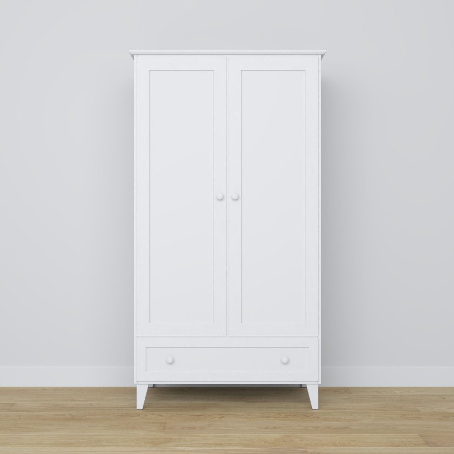 Wooden wardrobe 2D1S Scandi white