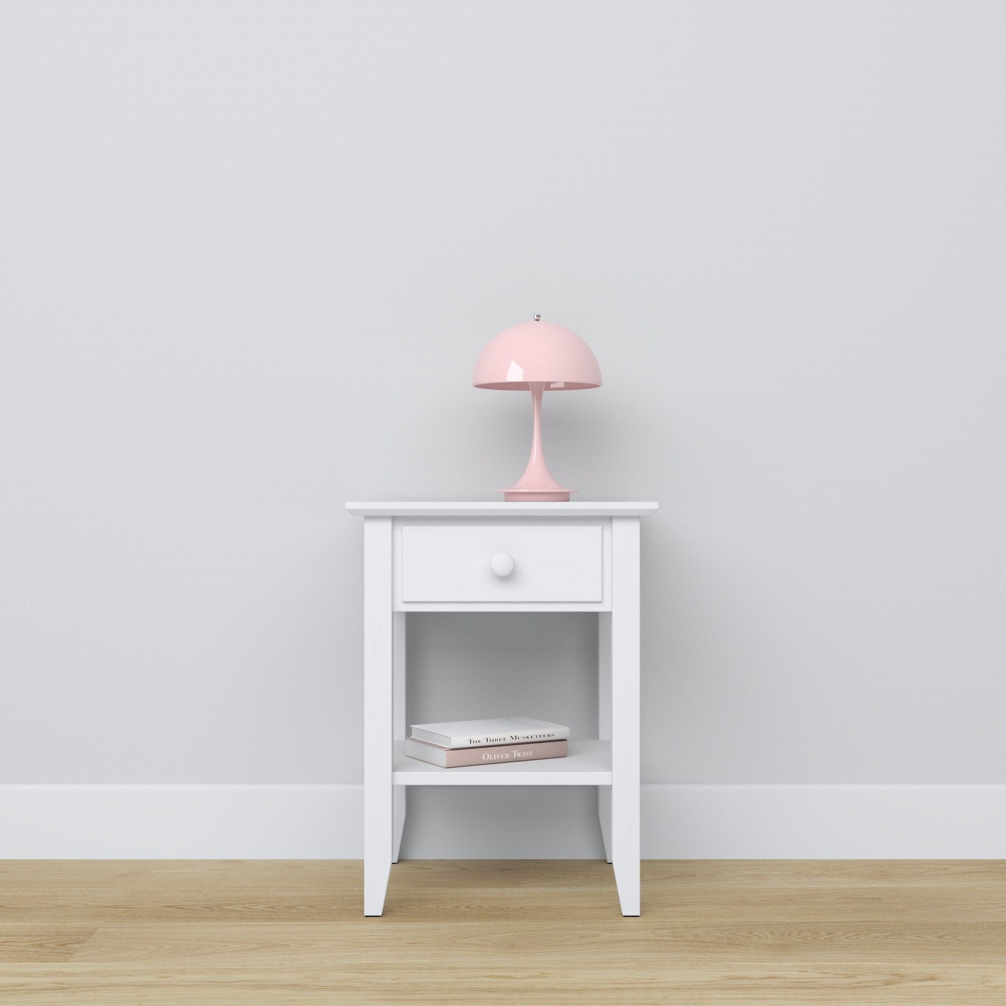 Wooden bedside table 1S N01 Scandi white