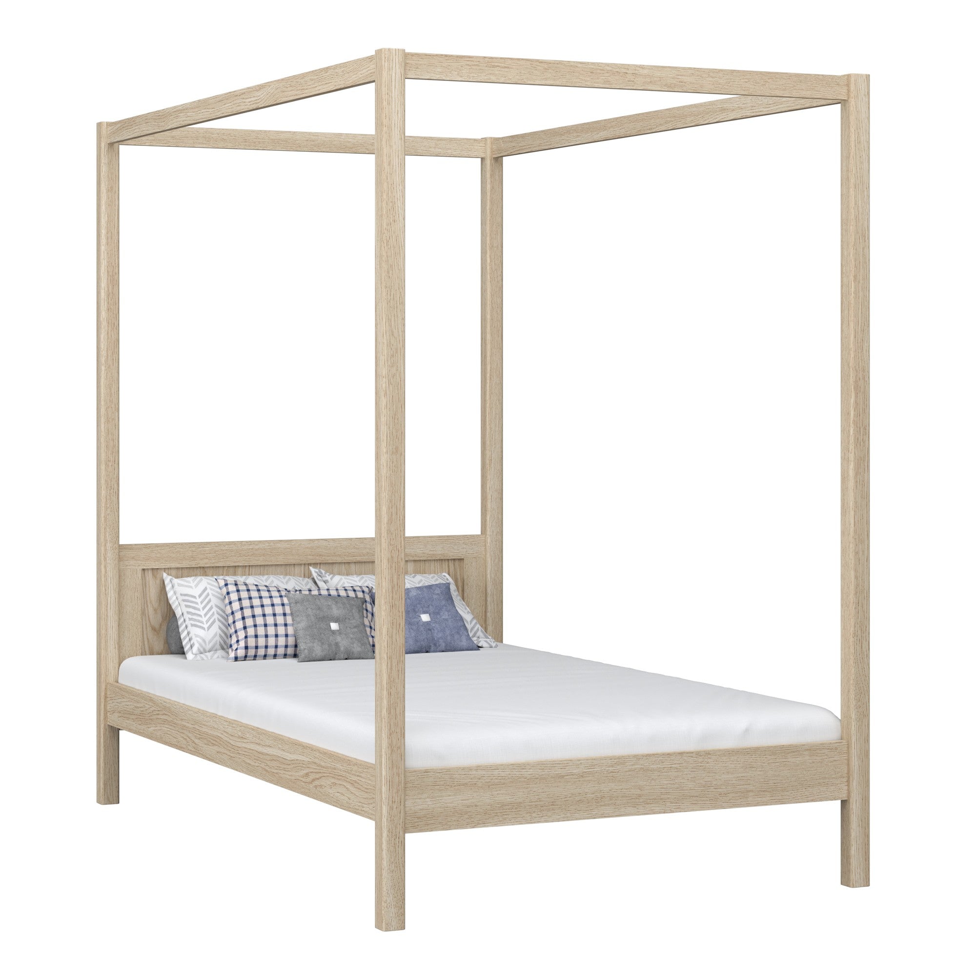 Lit à baldaquin en chêne chêne blanchi – chambre d'enfant, style scandinave Nizio