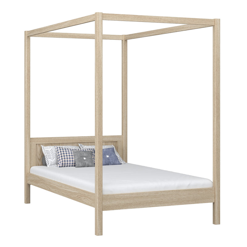 Lit à baldaquin en chêne chêne blanchi – chambre d'enfant, style scandinave Nizio