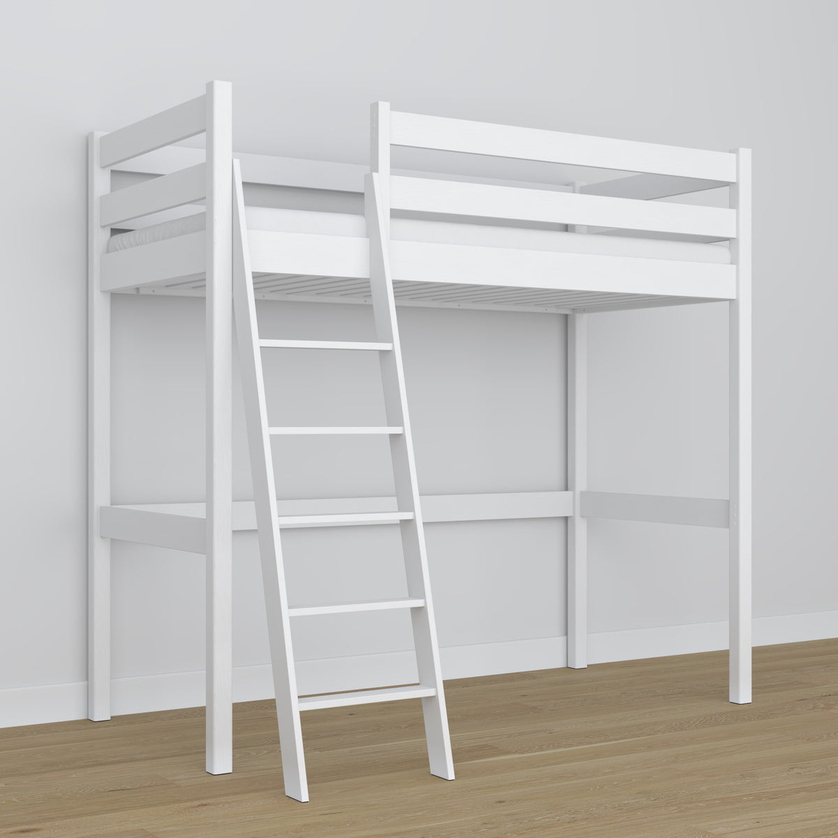 Lit mezzanine en bois blanc – proportions de la chambre d'enfant, Nizio