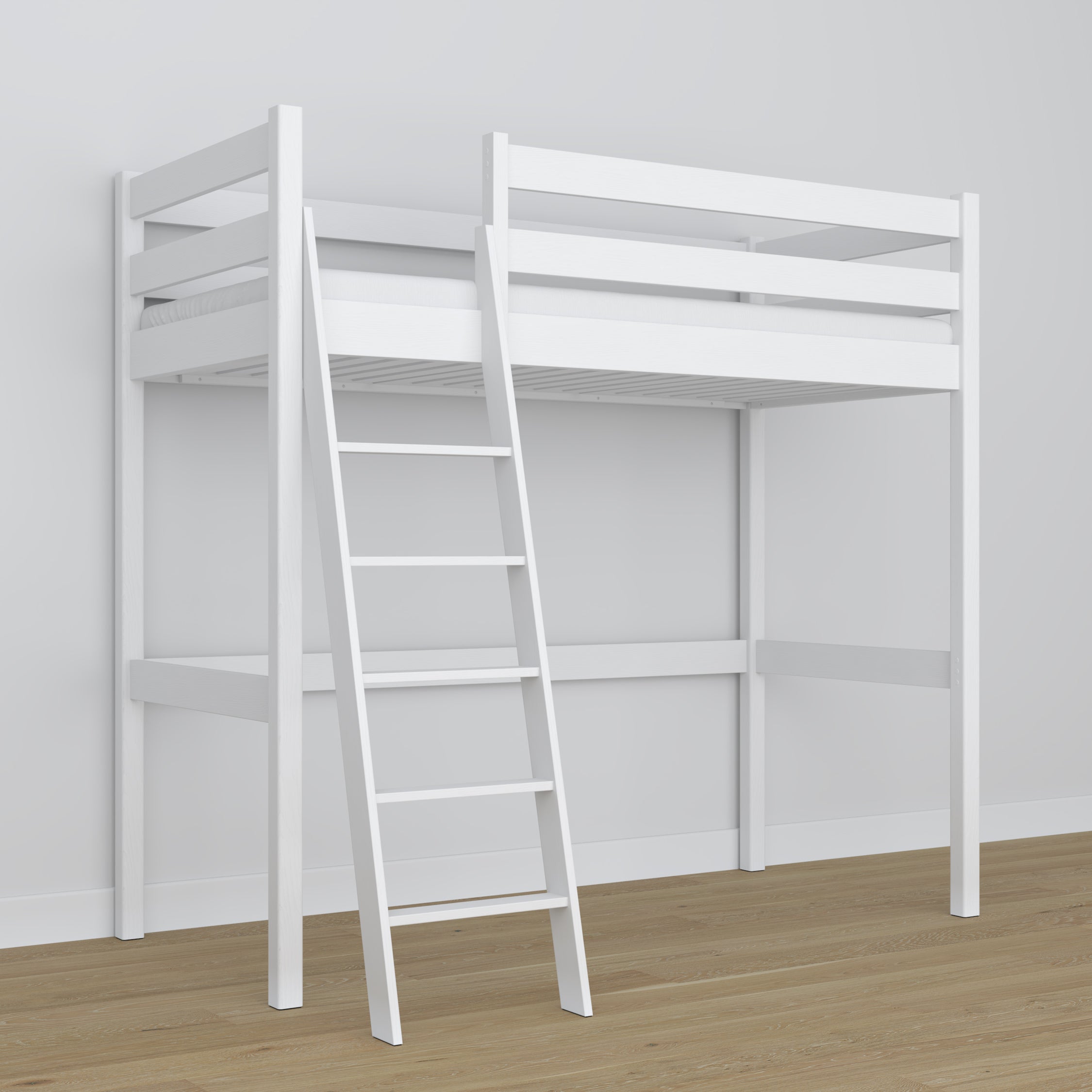 Lit mezzanine en bois blanc – proportions de la chambre d'enfant, Nizio