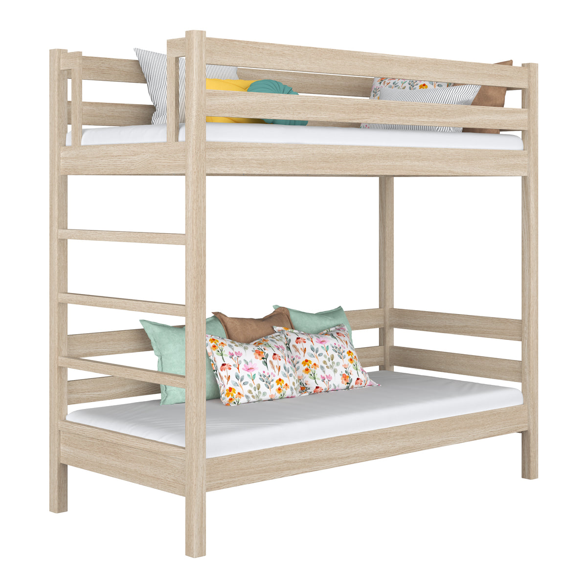 Lit superposé en chêne chêne blanchi – chambre d'enfant, bois massif, style scandinave