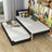 Lit avec tiroir pour matelas en bois noir-chêne – tiroir sorti, invité