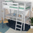 Lit mezzanine gris – bureau en bois pod chambre, chambre d'enfant scandinave