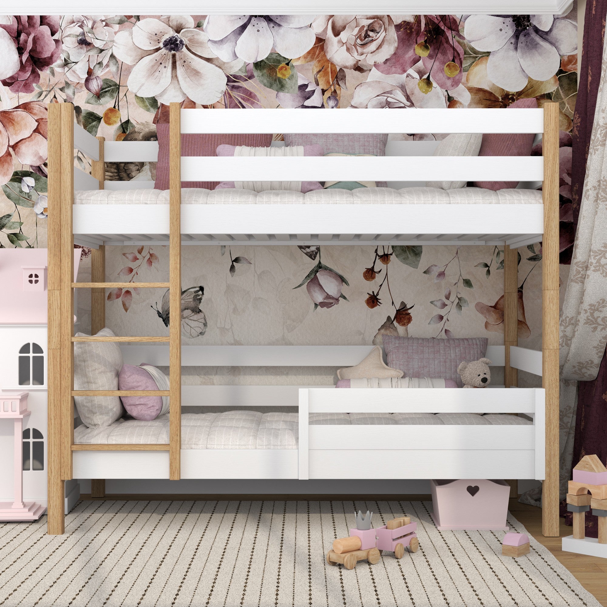 Barrière de lit blanc en bois – dimensions et schéma, Nizio