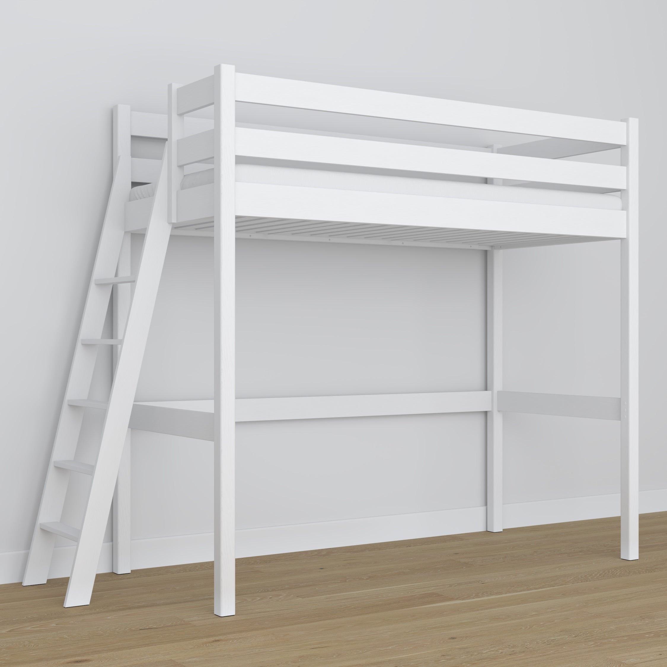 Lit mezzanine blanc en bois – dimensions et schéma, Nizio