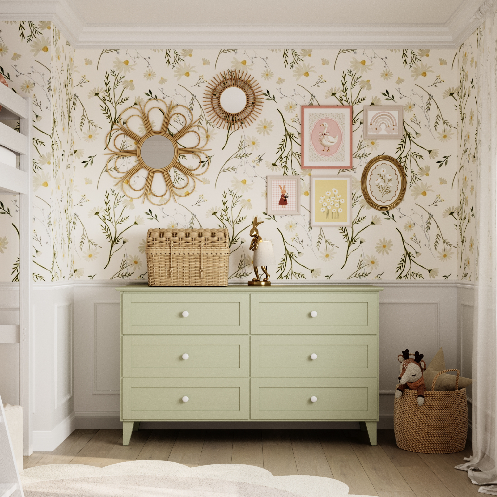 Lit mezzanine blanc en bois – vue du dessus na chambre