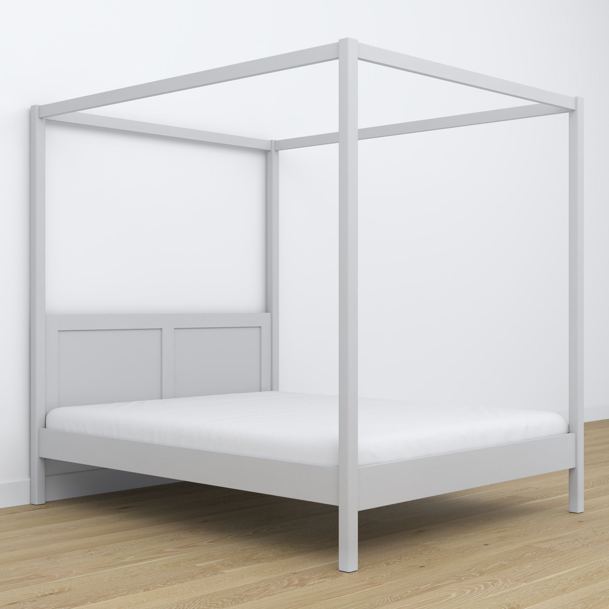 Lit à baldaquin en bois gris – dimensions et schéma, Nizio Home