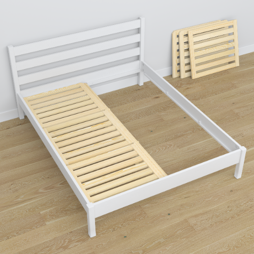 Lit double en bois blanc – dimensions et schéma, Nizio Home